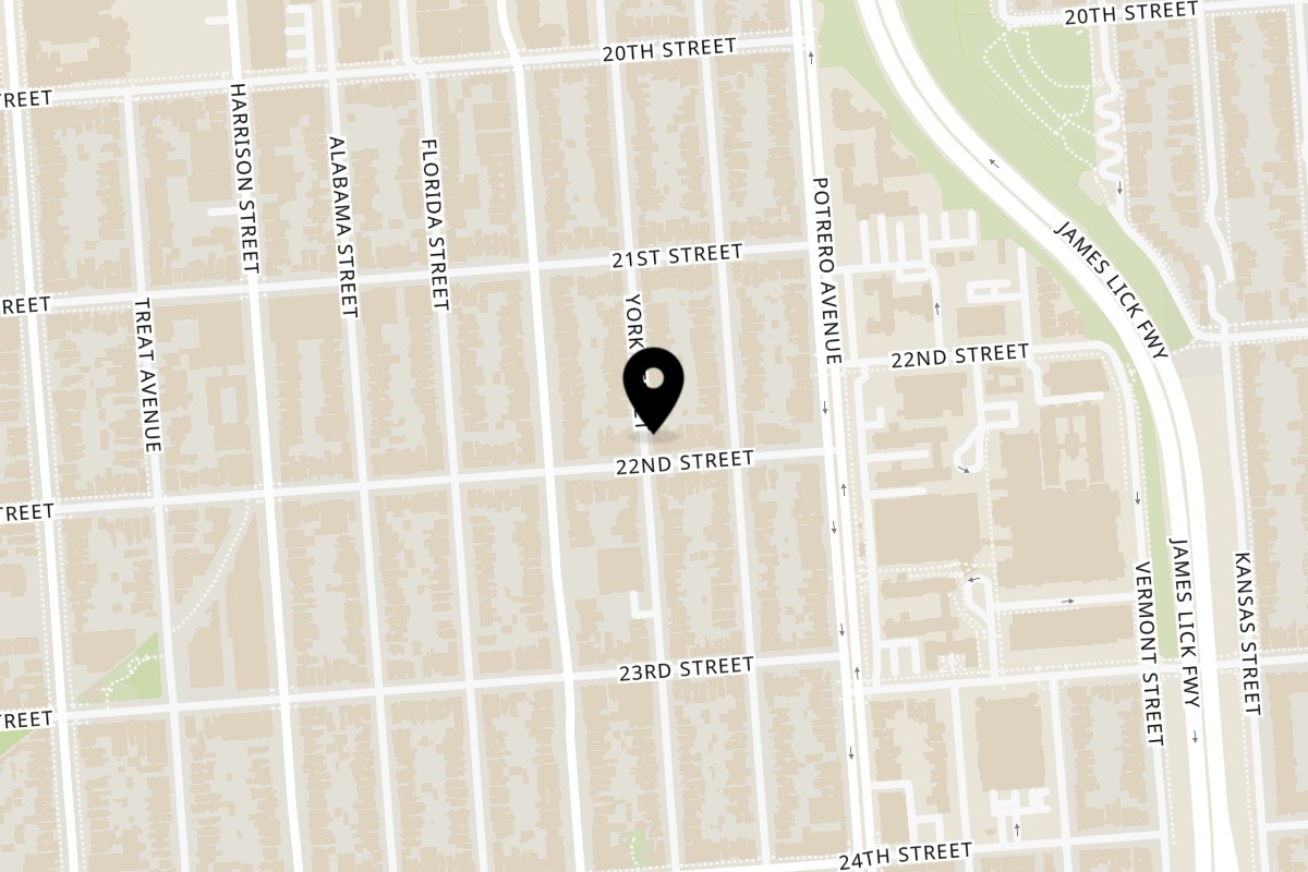 Map showing the location of Mr. Pizza Man SF on 2680 22nd St in San Francisco